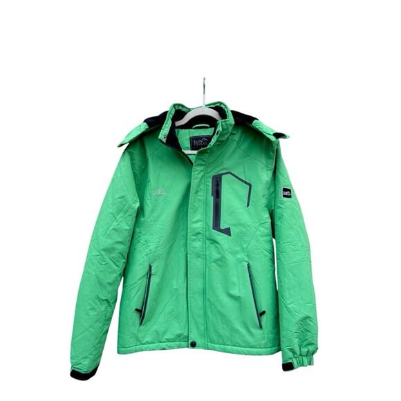 Pooluly jacket Ski Snowboard Winter Waterproof Green Hooded coat women’s Large - Picture 1 of 6